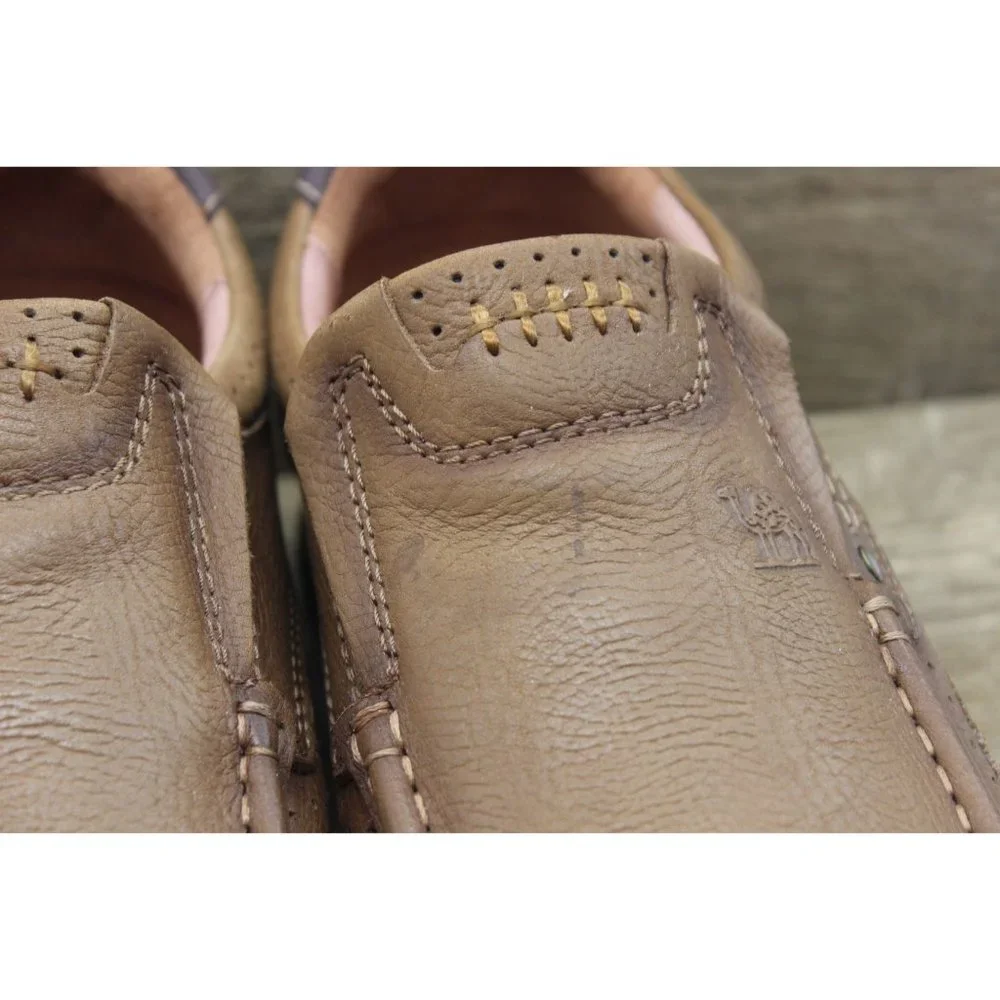 Camel Crown men's khaki leather comfort walking loafers slip‎ on shoes 13
